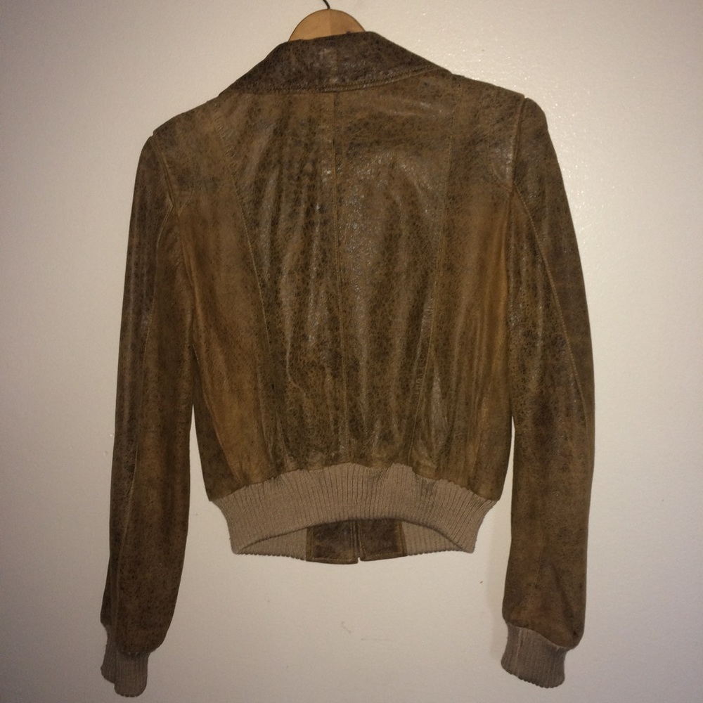 Guess Super Soft Brown Genuine Leather Jacket - Picture 4 of 8